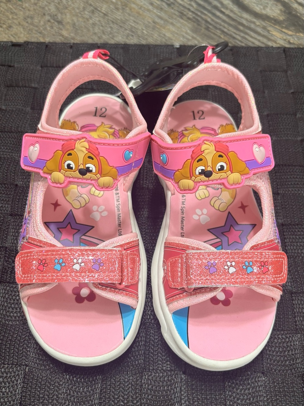 Paw Patrol Pink Glitter Skye Kids Sandals with Paw Print Accents
